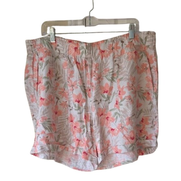 Briggs Women's Floral Linen Blend Shorts 2XL NWT Lightweight Summer - Picture 3 of 9